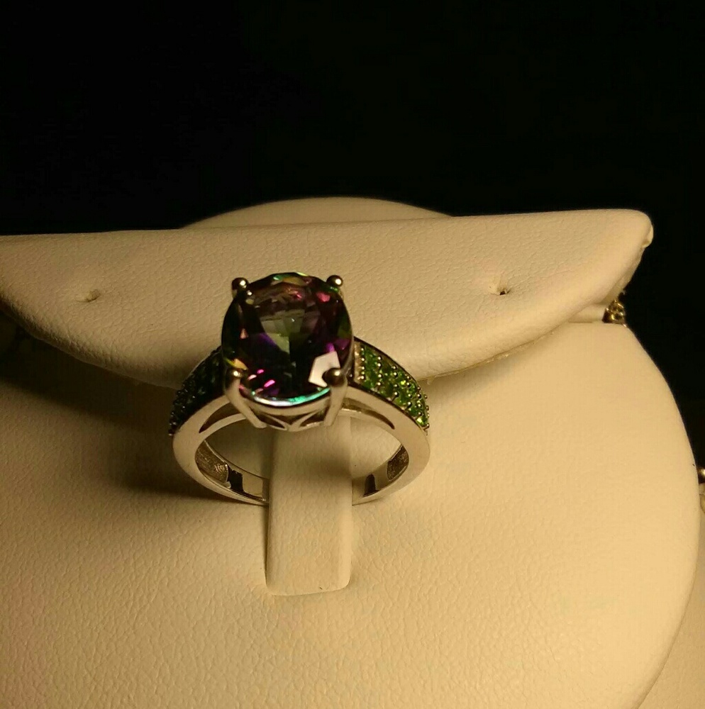 Mystic Topaz with Russian Chrome Diopside Ring